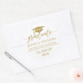 Elegant eenvoudig gouden script Calligrafie op Whi Ronde Sticker (Envelop)
