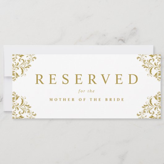 Elegant Eenvoudig Gouden Stoelkaartje Reservering  (Voorkant)