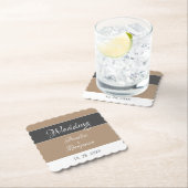 Elegant Eenvoudig Grijs Beige Script Bruiloft Kartonnen Onderzetters (Insitu)