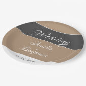 Elegant Eenvoudig Grijs Beige Script Bruiloft Papieren Bordje (Gekanteld)