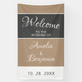 Elegant Eenvoudig Grijs Beige Script Bruiloft Welk Spandoek (Verticaal)