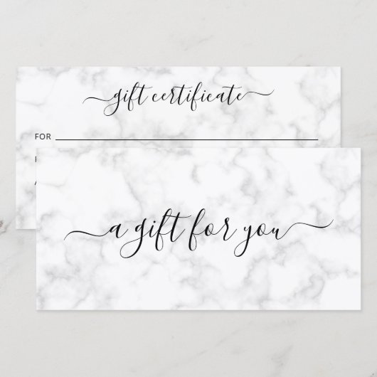 Elegant eenvoudig grijs cadeaubon (Voorkant / Achterkant)