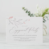 Elegant eenvoudig grijs en rode bloemen Engagement Kaart (Staand voorkant)