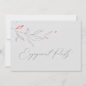 Elegant eenvoudig grijs en rode bloemen Engagement Kaart (Achterkant)