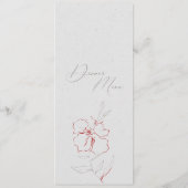 Elegant eenvoudig grijs en rode bloemen Menu (Achterkant)