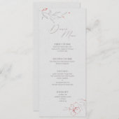 Elegant eenvoudig grijs en rode bloemen Menu (Voorkant / Achterkant)