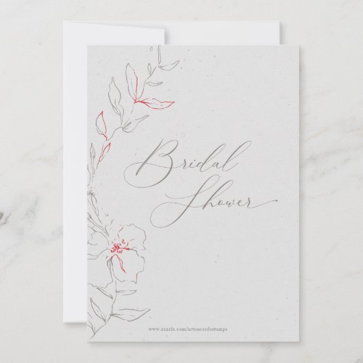 Elegant eenvoudig grijs en rood Vrijgezellenfeest Kaart (Achterkant)