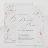 Elegant eenvoudig grijs en rood Vrijgezellenfeest Kaart (Voorkant / Achterkant)