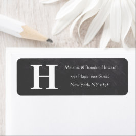 Elegant eenvoudig grijs wit monogram initiaal reto etiket