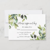 Elegant Eenvoudig Groen Botanicals Bruiloft RSVP Kaartje (Voorkant)