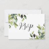 Elegant Eenvoudig Groen Botanicals Bruiloft RSVP Kaartje (Achterkant)
