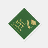 Elegant eenvoudig groen en goud 2025 Afstuderen Servet (Hoek)