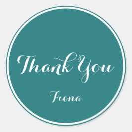 Elegant & Eenvoudig Groen en Wit Dank u Ronde Sticker