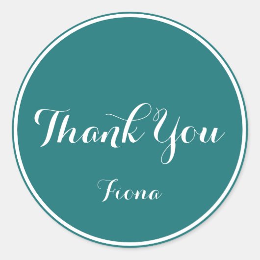Elegant & Eenvoudig Groen en Wit Dank u Ronde Sticker (Voorkant)