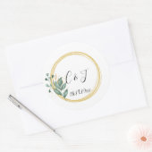 Elegant Eenvoudig Groen Eucalyptus Bruiloft Ronde Sticker (Envelop)