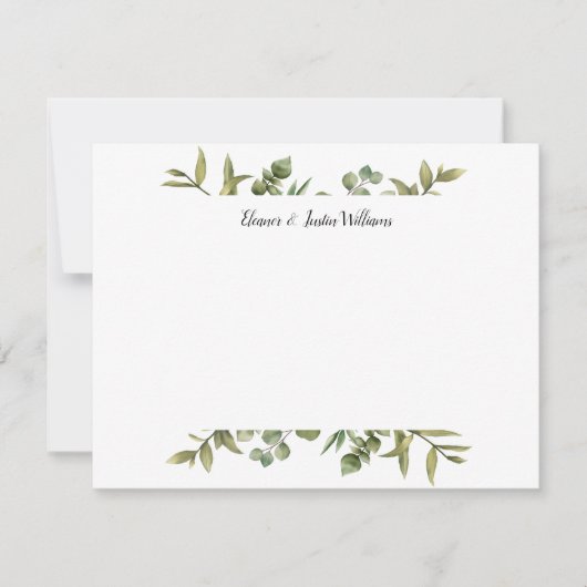 Elegant eenvoudig groen gepersonaliseerd notitiekaartje (Voorkant)