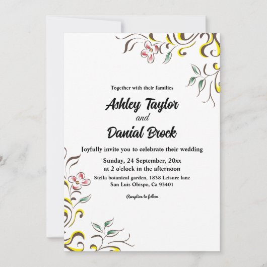 Elegant eenvoudig groen Roos Boho bloemenbruiloft Kaart (Voorkant)