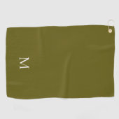 Elegant Eenvoudig Groen Wit Monogram Golfhanddoek (Horizontaal)