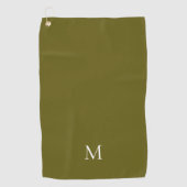 Elegant Eenvoudig Groen Wit Monogram Golfhanddoek (Voorkant)