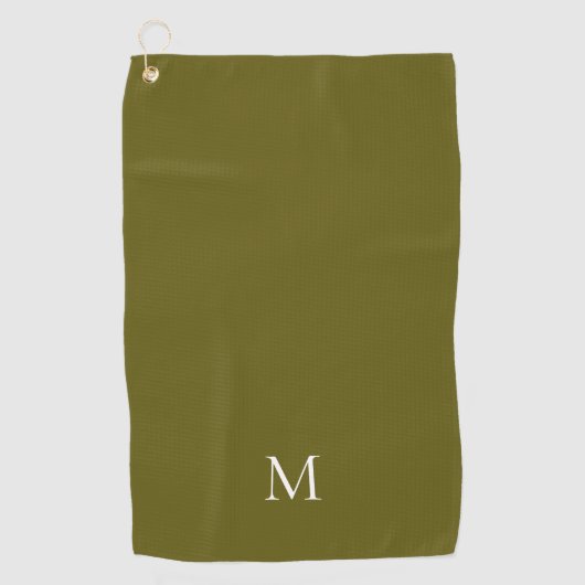 Elegant Eenvoudig Groen Wit Monogram Golfhanddoek (Voorkant)
