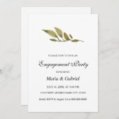 Elegant eenvoudig. Groene bladeren Engagement Part Kaart (Voorkant / Achterkant)