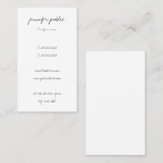 Elegant Eenvoudig Handgeschreven Tekstscript Moder Visitekaartje (Voorkant / Achterkant)