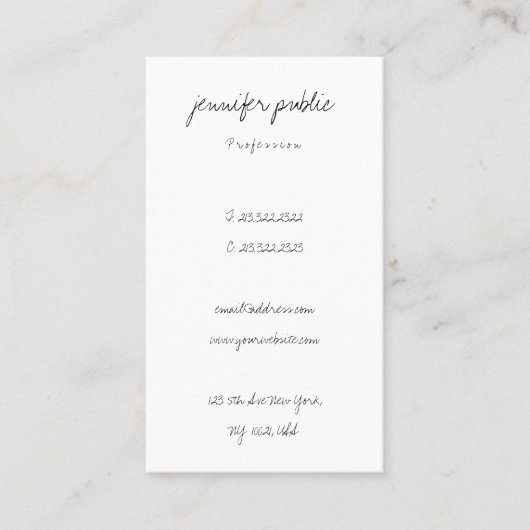 Elegant Eenvoudig Handgeschreven Tekstscript Moder Visitekaartje (Voorkant)