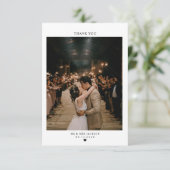 Elegant eenvoudig hart met foto Wedding Bedankkaart (Staand voorkant)