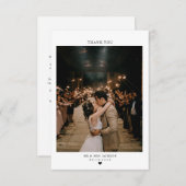 Elegant eenvoudig hart met foto Wedding Bedankkaart (Voorkant / Achterkant)