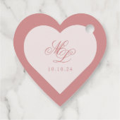 Elegant Eenvoudig Hart Roze Monogram Label (Achterkant)