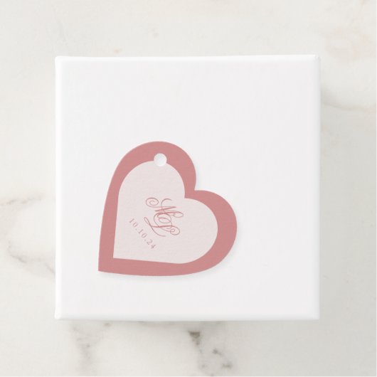 Elegant Eenvoudig Hart Roze Monogram Label (In situ)