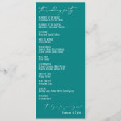 Elegant, eenvoudig, hedendaags Blauwgroen Typograf Programmakaart (Achterkant)