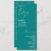 Elegant, eenvoudig, hedendaags Blauwgroen Typograf Programmakaart (Voorkant / Achterkant)