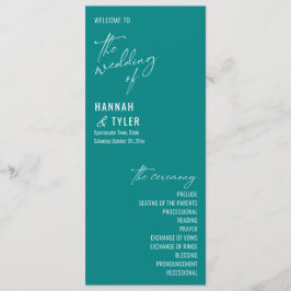 Elegant, eenvoudig, hedendaags Blauwgroen Typograf Programmakaart