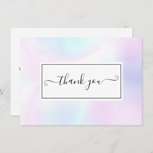 Elegant eenvoudig holografisch script bedankkaart (Voorkant / Achterkant)