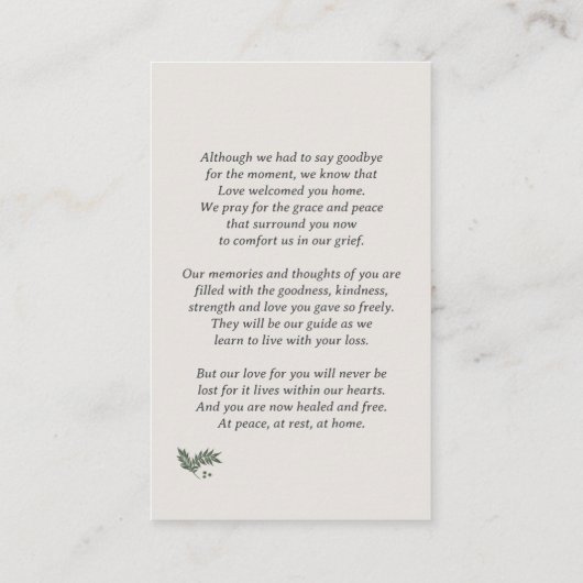 Elegant Eenvoudig In Liefdevolle Gebed Kaart Visitekaartje (Achterkant)