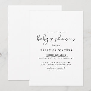 Elegant eenvoudig kalligrafie Baby shower Kaart