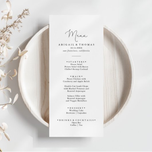 Elegant Eenvoudig Kalligrafie Diner Menu
