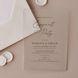 Elegant Eenvoudig Kalligrafie Verloving Feest Acryl Uitnodigingen
