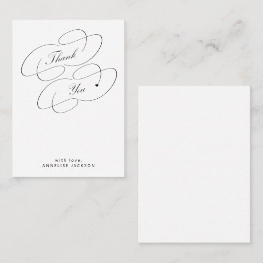 Elegant eenvoudig kalligrafiemanuscript dank u notitiekaartje (Voorkant / Achterkant)