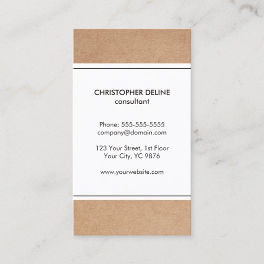 Elegant eenvoudig karton (gedrukt) Witte streep Visitekaartje (Voorkant)