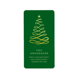 Elegant Eenvoudig Kerstboom Retouradres Etiket