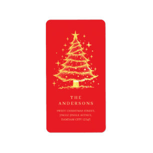 Elegant Eenvoudig Kerstboom Retouradres Etiket