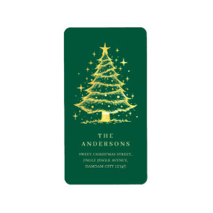 Elegant Eenvoudig Kerstboom Retouradres Etiket