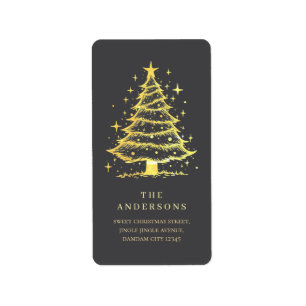 Elegant Eenvoudig Kerstboom Retouradres Etiket