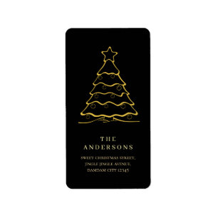 Elegant Eenvoudig Kerstboom Retouradres Etiket