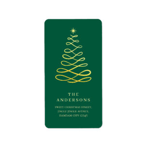 Elegant Eenvoudig Kerstboom Retouradres Etiket