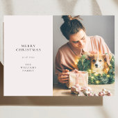 Elegant Eenvoudig Kerstfeest | Moderne Minimaal Fo Feestdagenkaart