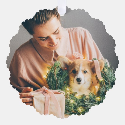 Elegant Eenvoudig Kerstfeest | Moderne minimale fo Ornament Kaart (Voorkant)