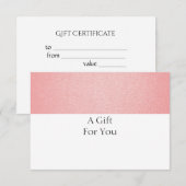 Elegant eenvoudig koraalroze cadeaubon (Voorkant / Achterkant)